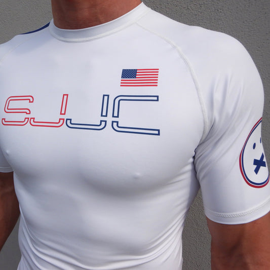 White Liberty Racer USA Made Rashguard